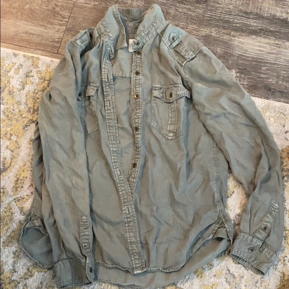 button up green jacket/shirt